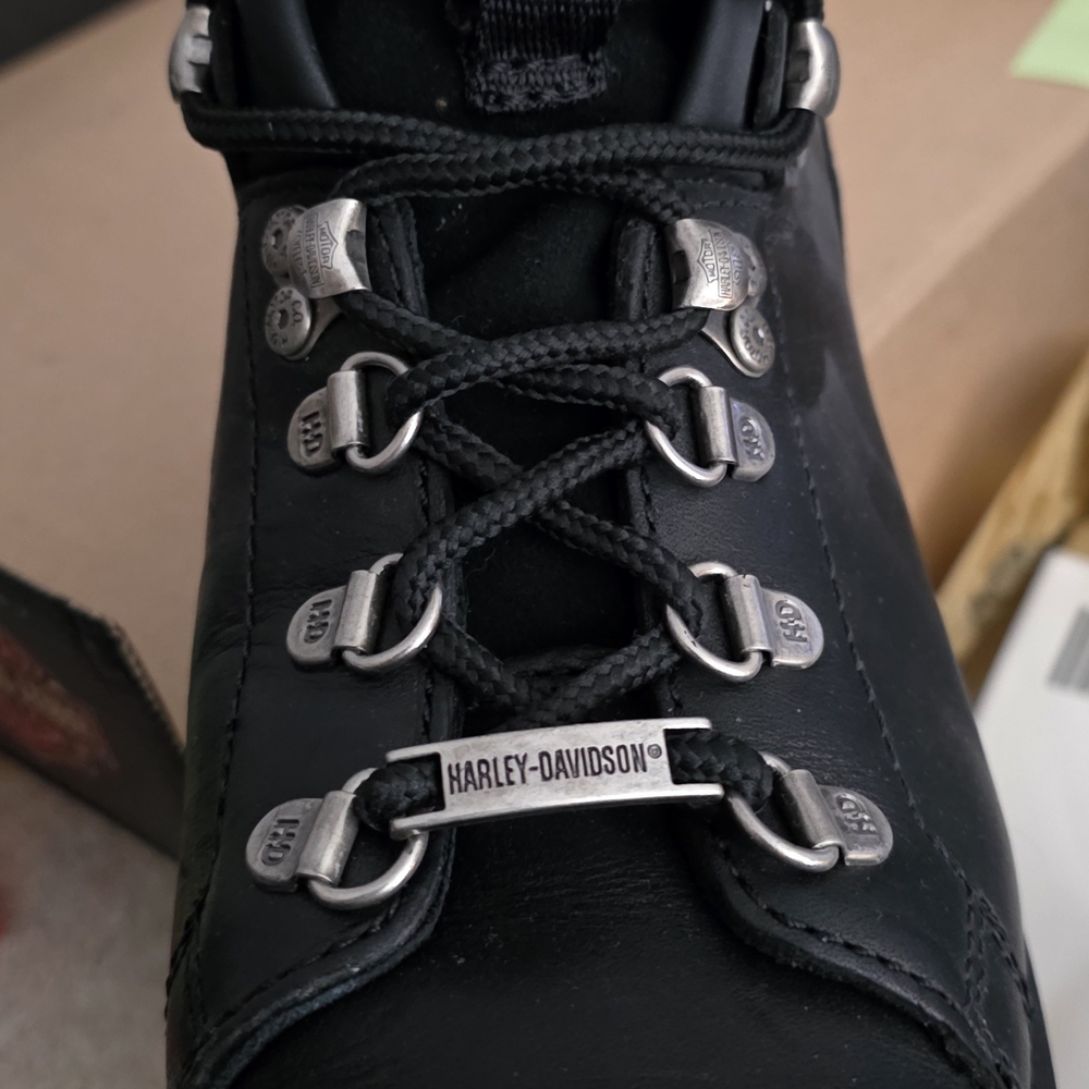 Harley-Davidson Black Leather Boots with Vintage Stitching